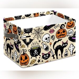 Spooky Boo Collapsible Storage Basket w Handles New